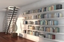 Weiße schwebende Bücherregale von Strackk Under Treppe
