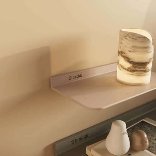 Floating shelves as bedside table Strackk closeup left side 2024 x 2024 pxl