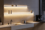 Wall shelves with lighting in the kitchen