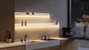 Wall shelf white RAL9016 with lighting under and around in modern calm kitchen Strackk 16x9