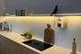 Wandplank Raw Aluminium met verlichting onder en rondom zacht licht klant Amsterdam Ijburg 1920 x 1080 pxl