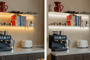 Metalen wandplank in Raw Aluminum met RVS look met verlichting warm en koud Strackk