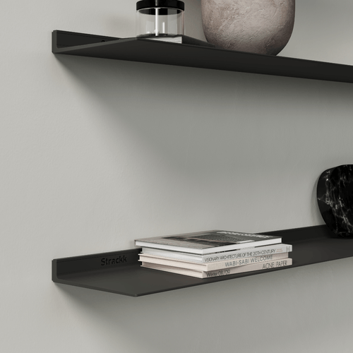 Wall shelves anthracite RAL7021 Strackk left angle 1080 x 1080 pxl