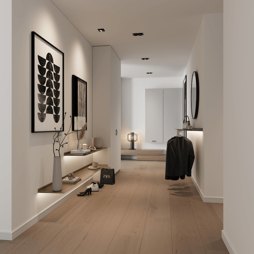 Wandplanken met verlichting onder Anodic Brons Strackk Hal-zijaanzicht 2024 x 2024 pxl