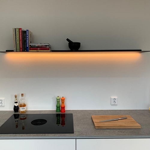 Kitchen shelf with lighting above countertop From Strackk 1080 x 1080 pxl