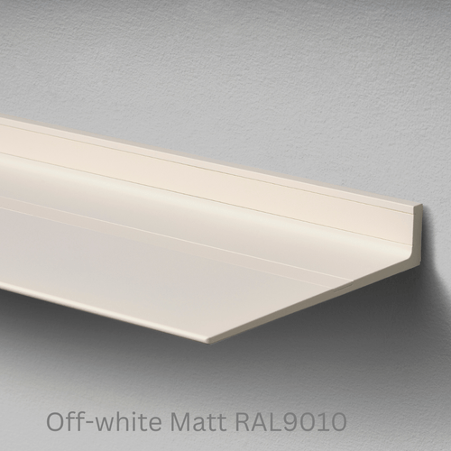Wandplank van Strackk Off white Matt RAL9010 bovenhoek lichtgrijs CC 1080 x 1080 pxl