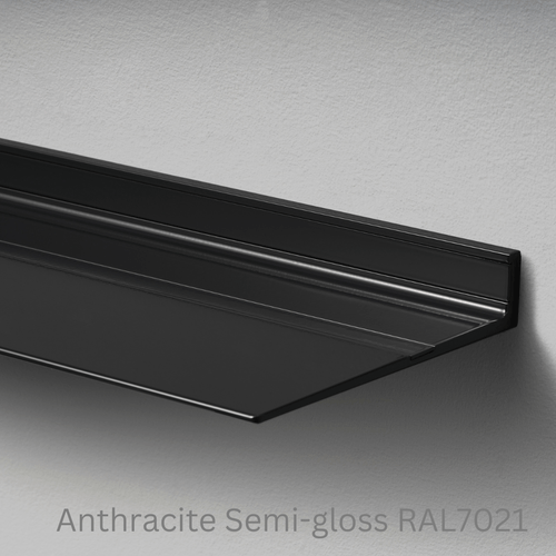 Wandplank van Strackk Anthracite Semi gloss RAL7021 bovenhoek lichtgrijs CC 1080 x 1080 pxl