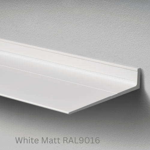 Wandplank van Strackk Wit Matt RAL9016 bovenhoek lichtgrijs CC 1080 x 1080 pxl