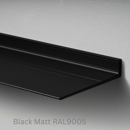 Wandplank van Strackk Zwart Matt RAL9005 bovenhoek lichtgrijs CC 1080 x 1080 pxl