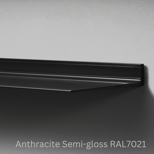 Wandplank van Strackk Anthracite Semi gloss RAL7021 hoek lichtgrijs CC 1080 x 1080 pxl