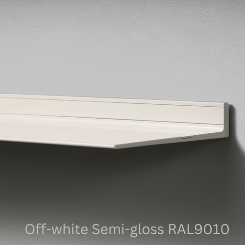 Wandplank van Strackk Off white Semi gloss RAL9010 hoek lichtgrijs CC 1080 x 1080 pxl