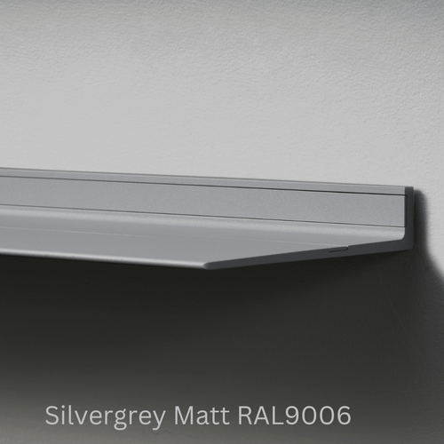 Wandplank van Strackk Silvergrey Matt RAL9006 hoek lichtgrijs CC 1080 x 1080 pxl