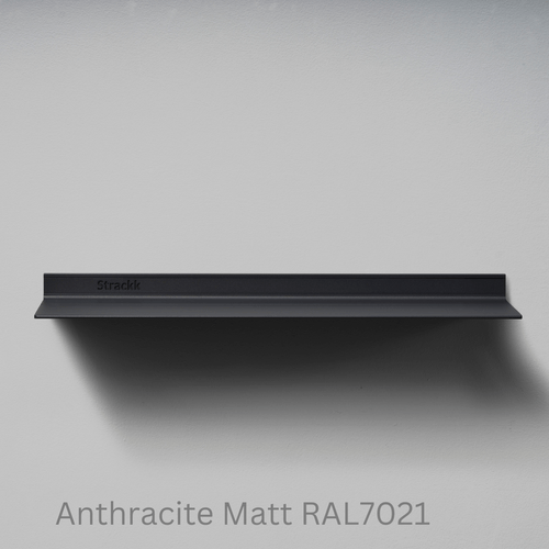 Wandplank van Strackk Antraciet Matt RAL7021 vooraanzicht lichtgrijs CC 1080 x 1080 pxl
