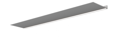 Wandplank met verlichting onder van Strackk In zilvergrijs In perspectief 1280x430 pxl