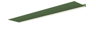 Wandplank met verlichting onder van Strackk In groen In perspectief 1280x430 pxl