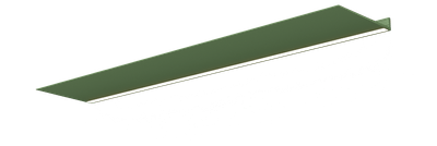 Wandplank met verlichting onder van Strackk In groen In perspectief 1280x430 pxl