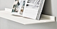 Wall shelf by Strackk White shelf with opened book in ledge 1280x660 pxl