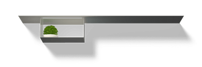 Wit cabinet rechthoek onder witte wandplank van Strackk Onderaanzicht 1280x430 pxl