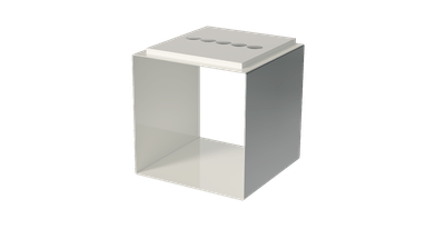 Cabinet vierkant Voor onder Strackk wandplank In wit In perspectief 1280x660 pxl