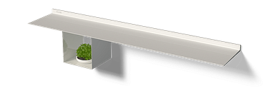 Wit cabinet vierkant onder witte wandplank van Strackk In perspectief 1280x430 pxl