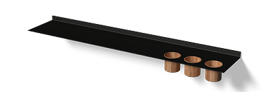 Wandplank badkamer In Antraciet Zwevende plank met opbergbekers In perspectief 1280x430 pxl