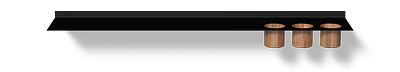 Zwarte wandplank badkamer Van Strackk Zwevende plank met opbergbekers Bovenaanzicht 1280x230 pxl