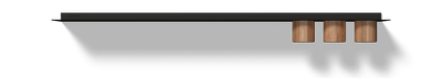 Zwarte wandplank badkamer Van Strackk Zwevende plank met opbergbekers Vooraanzicht 1280x230 pxl
