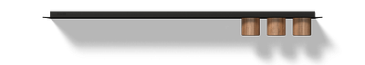 Zwarte wandplank badkamer Van Strackk Zwevende plank met opbergbekers Vooraanzicht 1280x230 pxl