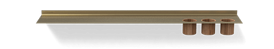 Gouden wandplank badkamer Van Strackk Zwevende plank met opbergbekers Bovenaanzicht 1280x230 pxl