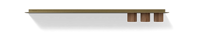 Gouden wandplank badkamer Van Strackk Zwevende plank met opbergbekers Vooraanzicht 1280x230 pxl