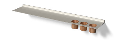 Witte wandplank badkamer Van Strackk Zwevende plank met opbergbekers In perspectief 1280x430 pxl