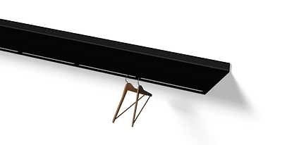Wandkapstok van Strackk In zwart Witte achtergrond In perspectief 1280x660pxl
