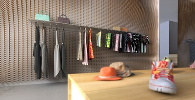 Wandkapstok Van Strackk Garderobe plank in kledingwinkel 1280x660 pxl