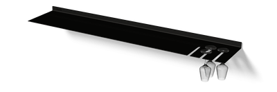 Wandplank met wijnglazenrek van Strackk In zwart In perspectief 1280x430 pxl