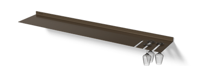 Wandplank met wijnglazenrek van Strackk In brons In perspectief 1280x430 pxl