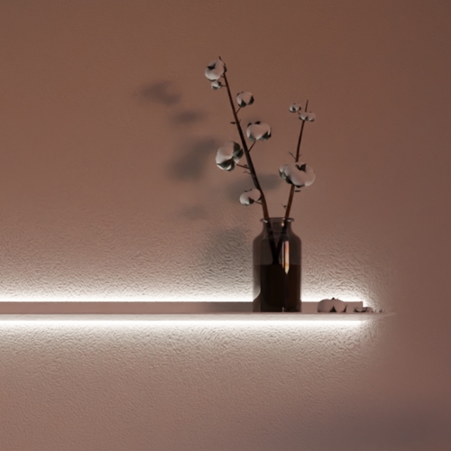 Wandplank met verlichting rondom Tunable light Wit Van Strackk 1080 x 1080 pxl