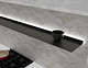 Wandplank met verlichting rondom Zwarte plank van Strackk Bovenaanzicht in perspectief 1280x990 pxl