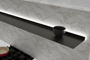 Wandplank met verlichting rondom Zwarte plank van Strackk Bovenaanzicht in perspectief 1280x990 pxl
