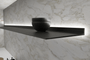 Wandplank met verlichting rondom Zwarte plank van Strackk Hoekaanzicht 1080 x 680 pxl