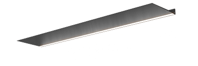 Wandplank met verlichting onder van Strackk In aluminium In perspectief 1280x430 pxl