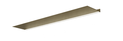 Gouden wandplank met verlichting onder Van Strackk In perspectief 1280x430 pxl