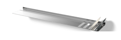 Aluminium wandplank met bordenrek Van Strackk In perspectief 1280x430 pxl