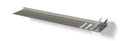 Wandplank met bordenrek In zilvergrijs Van Strackk In perspectief 1280x430 pxl