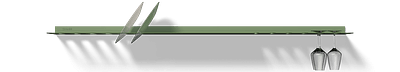 Groene wandplank met borden en wijnglazenrek Van Strackk Vooraanzicht 1280x230 pxl