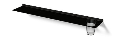 Zwarte wandplank met vaas Van Strackk In perspectief 1280x430 pxl